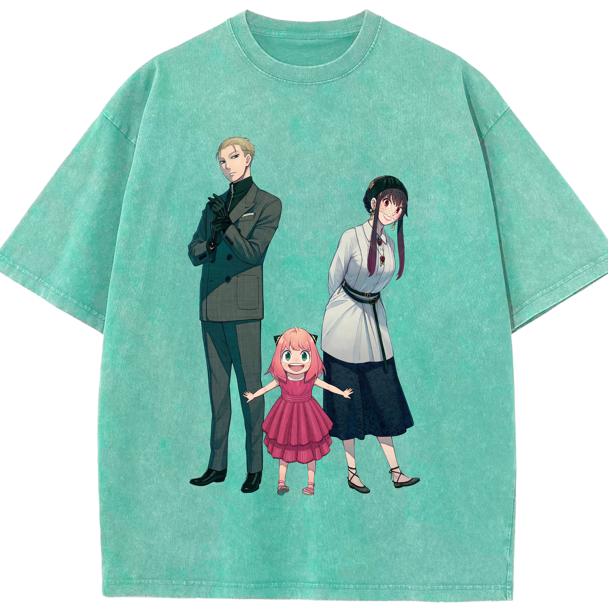 （画像用） SPY×FAMILY间谍家家酒 綿100% ヴィンテージ風 半袖Tシャツ（フロントプリント）